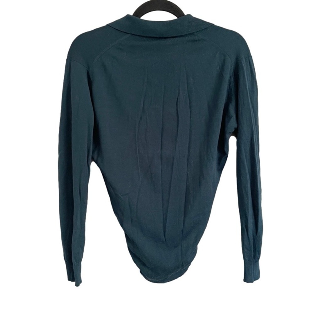 Vintage John Smedley Teal Wool Long Sleeve Polo Bodysuit - S 🇬🇧 - Picture 9 of 10